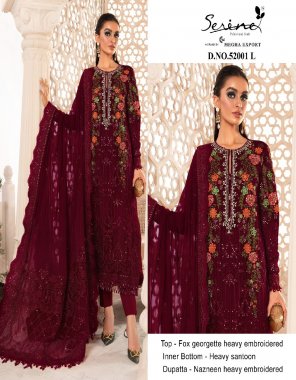 maroon top - fox georgette heavy embroidered | inner / bottom - heavy santoon | dupatta - nazneen heavy embroidered (pakistani copy) fabric embroidery  work wedding 