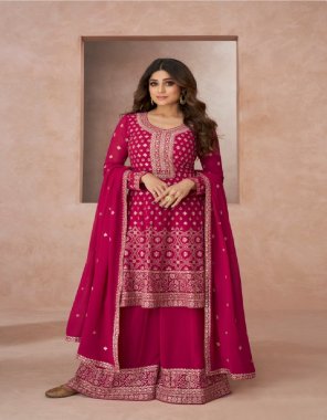 red top - real georgette (free size stitch) front and back embroidery |plazzo - real georgette free size stitch | dupatta - real georgette fabric embroidery  work festive 