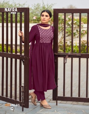 pink premium georgette kurti with pure cotton inner and bottom and chiffon dupatta  fabric embroidery  work festive 
