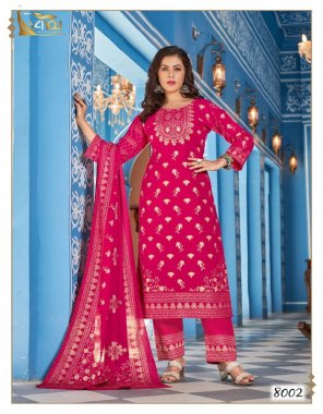 pink heavy rayon with gold print fabric printed  work ethnic 