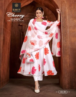 white gown - pure georgette print gown with inner | inner - pure crepe | dupatta - pure organza with print  fabric printed  work festive 