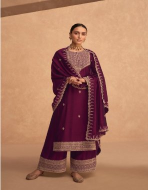 maroon top - premium silk with silk santoon | inner bottom - premium silk | dupatta - premium silk  fabric embroidery  work wedding 