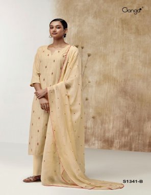 cream top - premium woven slab dyed with embroidery | bottom - premium cotton | dupatta - pure chiffon mirror embroidery and lace  fabric embroidery  work wedding 