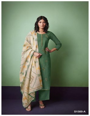 dark green top - premium cotton printed with embroidery & handwork  | bottom - premium cotton | dupatta - finest woven silk jacquard with printed border  fabric embroidery  work festive 