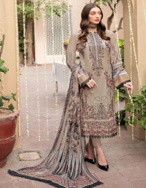 brown top - pure cotton with heavy self & embroidery patch | bottom - cotton solid | dupatta - chiffon print (pakistani copy) fabric embroidery  work festive 