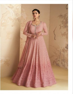 pink top - real georgette ( free size stitch) | dupatta - real georgette  fabric embroidery  work festive 