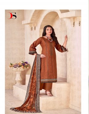 brown top - pure cotton with self embroidery | bottom - cotton solid | dupatta - cotton mal mal box pallu  dupatta with heavy embroidery & scalping (pakistani copy) fabric embroidery  work wedding 
