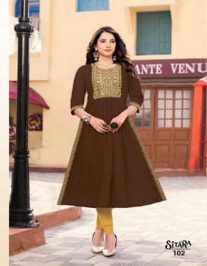 coffee heavy rayon | sequence embroidery | length - 48(approx) fabric embroidery  work festive 