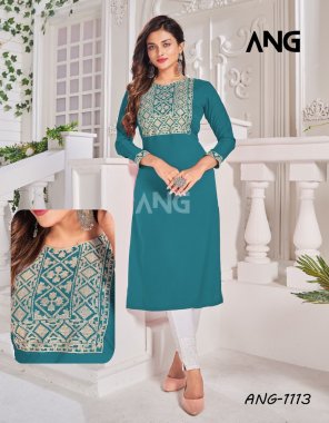 sky american malai crepe with neck work  fabric embroidery  work festive 