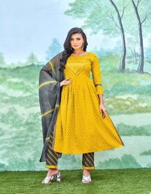 yellow top - heavy rayon | style - nayra cut fancy sequence work | length - 45