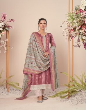pink top - pure lawn cambric cotton digital print neck & daman embroidery | bottom - cotton dyed | dupatta - pure lawn cotton box pallu print digital print fabric printed  work ethnic 