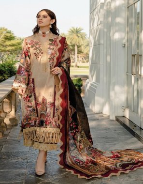 cream top - pure cotton with patch embroidery | bottom - cotton solid | dupatta - chiffon print (pakistani copy) fabric embroidery  work festive 