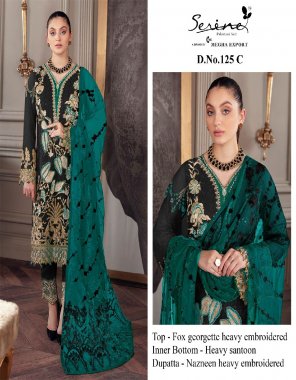 rama top - fox georgette heavy embroidered | inner bottom - heavy santoon | dupatta - nazneen heavy embroidered (pakistani copy) fabric embroidery  work wedding 