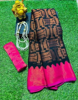 navy chiffon brasso silk saree with unstitched blouse  fabric printed  work ethnic 