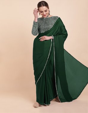 dark green rangoli georgette | blouse - mono benglori & sequence embroidery | saree - 5.50 | blouse - 1 mtr fabric embroidery  work wedding 