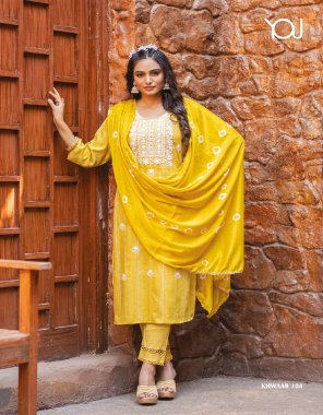 yellow top - fancy fabrics pure rayon viscose yarn dyed fancy & heavy fabric with bariki hand work | bottom - original lycra stretchable with fancy bottom patterns | fancy & heavy dupatta collection with 4 side lace  fabric embroidery  work festive 