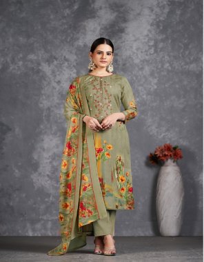 pista top - premium soft cotton digital style print with heavy embroidery work and swrovski work (2.50 mtrs) | dupatta - soft cotton mal mal dupatta (2.30 mtr) | bottom - soft cotton salwar (3 mtrs apx)  fabric embroidery  work festive 