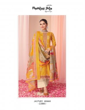 yellow top - pure lawn cambric cotton digital print neck & daman embroidery | bottom - cotton dyed | dupatta - pure lawn cotton box pallu print digital print  fabric printed  work ethnic 