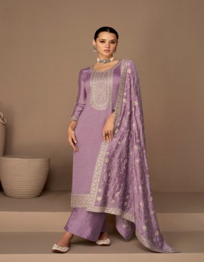 purple top - premium silk with silk sanroon inner | bottom - premium silk | dupatta - premium silk  fabric embroidery  work ethnic 