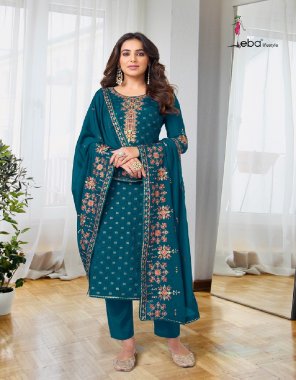 sky top - heavy (chinon & georgette) with heavy embroidery & diamond | dupatta - (chinon & georgette) heavy embroidery work | bottom  / inner - dul santoon  fabric embroidery  work festive 