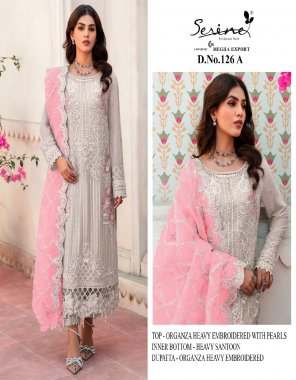 pink top - organza heavy embroidered with pearls | inner bottom - heavy santoon | dupatta - organza heavy embroidered (pakistani copy) fabric embroidery  work wedding 