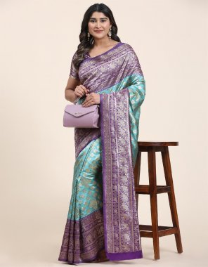 purple pure banarasi silk designer saree with multi thread weaving designer patli & pallu | matching blouse  fabric printed  work wedding 