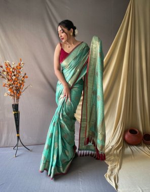 sky cotton sarees with gold zari weaving motifs all over having beautiful motifs all over | rich weaving gold zari beautifully designed pallu | paired with brocade weaving blouse | saree length - 5.5 mtr | blouse length - 0.8 mtr  fabric weaving  work wedding 