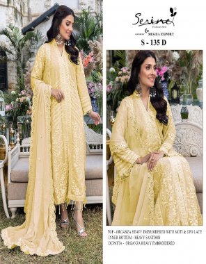 yellow top - organza heavy embroidery with moti & gpo lace | inner bottom - heavy santoon | dupatta - organza heavy embroidered (pakistani copy) fabric embroidery  work ethnic 