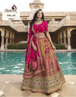 pink lehenga - banarasi silk | choli - heavy silk | dupatta - banarasi silk  fabric printed  work wedding 