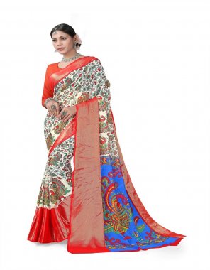 orange chiffon brasso silk saree with unstitched blouse  fabric printed  work wedding 