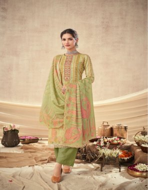 pista top - pure lawn cambric cotton digital print neck & daman embroidery | bottom - cotton dyed | dupatta - pure lawn cotton box pallu print digital print fabric embroidery  work festive 