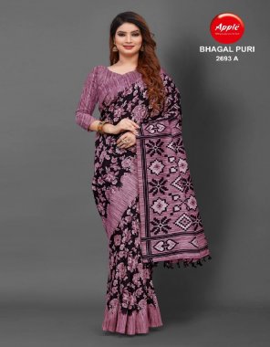 pink bhagalpuri silk fabric printed  work ethnic 