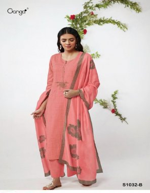 peach top - premium woven cotton pattern with embroidery | bottom - premium cotton solid | dupatta - finest bemberg lawn printed  fabric embroidery  work ethnic 