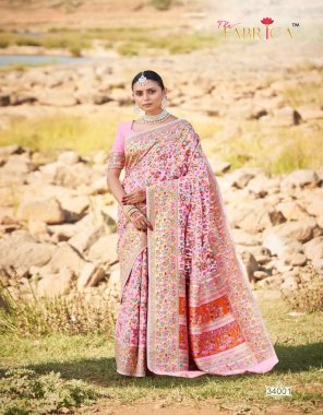 baby pink pure kashmiri modal weaving  fabric weaving work ethnic 