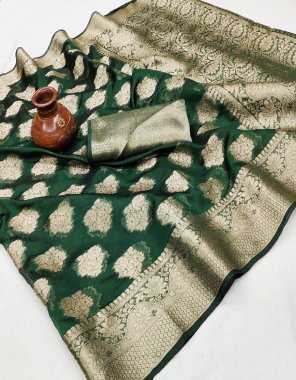 dark green organza silk  weaving  fabric weaving  work ethnic 