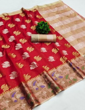 red organza silk  weaving  fabric weaving  work ethnic 