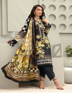 black top - cotton with embroidery | bottom - cotton solid with embroidery patch | dupatta - chiffon print (pakistani copy) fabric embroidery  work ethnic 