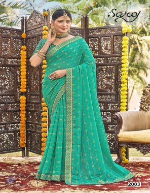 rama zomato heavy foil dew drop with heavy lace saree with unsticthed blouse piece  fabric printed  work ethnic 