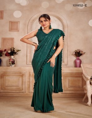 dark green saree - imported fabric with sequin work | blouse - exquisite sequin work | size - 36 ready 2-2 inch margin extended to 40 | sleeves inside  fabric sequence  work festive 