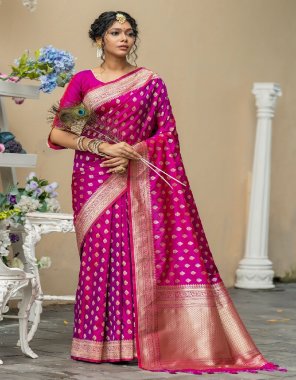 pink soft banarasi katan silk saree with pure zari weaves all over with gorgeous weaving pallu and border with fancy tassels and matching blouse piece |saree - 5.50 mtr | blouse - 0.80 mtr  fabric printed  work wedding 