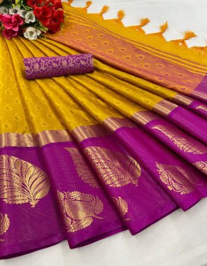 mustard mercerised copper silk | saree - 5.5 mtr | blouse - 0.80 mtr | contrast matching blouse with contrast pallu  fabric printed  work festive 