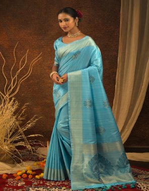 sky mulbery silk weaving saree crafted with zari woven butta and pallu with matching blouse piece | saree - 5.50 mtr | blouse - 0.80 mtr fabric printed  work wedding  