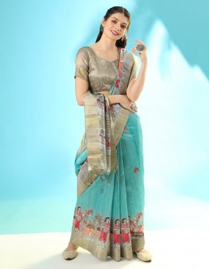 rama tussar silk saree crafted with all over figure print and ghicha pallu with zari lining blouse piece | saree - 5.50 mtr | blouse - 0.80 mtr |  fabric printed  work festive 