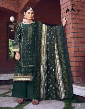 dark green top - cotton with self embroidery | bottom - semi lawn | dupatta - cotton (pakistani copy) fabric embroidery  work ethnic 