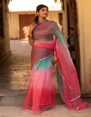 pink saree - soft t b organza silk saree | work - fancy 9mm sequins border lace work | saree - 5.50 mtr | blouse - 0.90 mtr | blouse - heavy mono banglory silk (master copy) fabric sequence  work wedding 