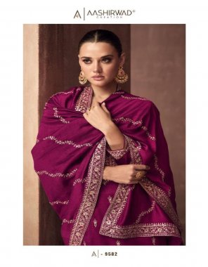 pink top - premium silk with silk santoon inner | bottom - premium silk | dupatta - premium silk (unstitched) fabric embroidery  work festive 