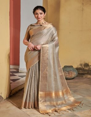 grey  maheshwari silk weaving saree crafted with zari woven pallu & zari woven border with fancy tassels | saree - 5.50 mtr | blouse - 0.80 mtr  fabric weaving  work festive 