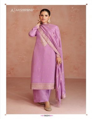 purple top - premium silk with silk santoon inner | bottom - premium silk | dupatta - premium silk (unstitch) fabric embroidery  work wedding 