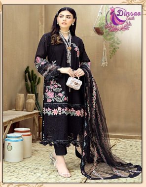 black top - pure cotton with self embroidery | bottom - semi lawn | dupatta - net embroidery / organza digital print (pakistani copy) fabric embroidery  work wedding 
