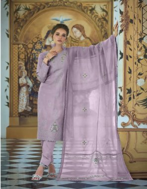 purple top - pure muslin boring embroidery work | bottom - pure muslin | dupatta - pure organza cutting passting with less and embroidery work  fabric embroidery  work ethnic 